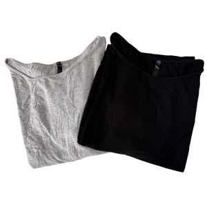Lot of 2 Womens Maternity Dolman Short‎ Sleeve Banded Hem Tops Black Gray Size M